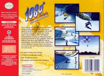 1080 Snowboarding (Japan, USA) (En,Ja) box cover back